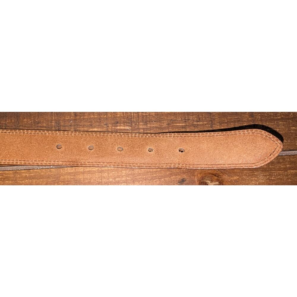 Womens Amanda Smith Genuine Leather Belt Brown Rounded Brass Buckle Size M - Picture 3 of 5